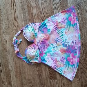(8) Azura Australia Floral Palm Print Pastel Tankini  Beach Summery Feminine